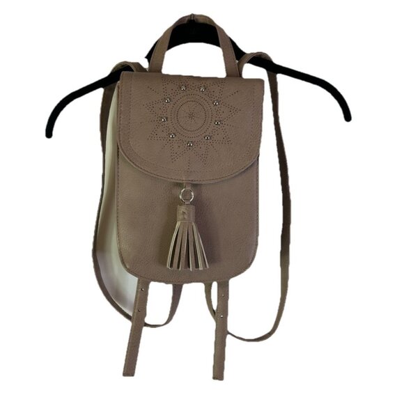 Vintage 70s Fringe Tasseled Grommet Embellished Mini Book Bag Back Pack Purse - Picture 1 of 6
